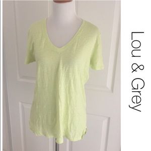 Lou & Grey Lemon Yellow Linen Tee. SIZE MEDIUM